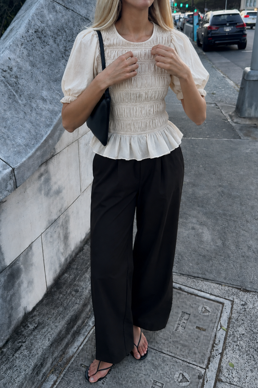 Pyke Shirred Top Coconut