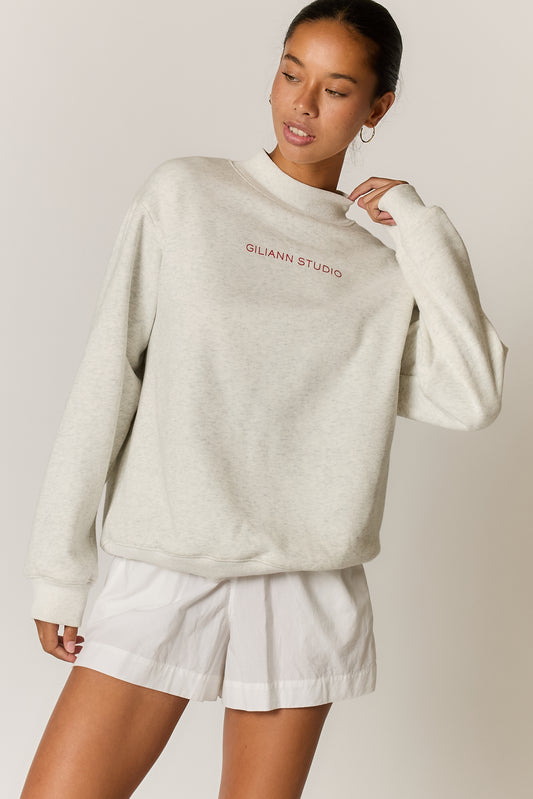 Logo Mockneck Pullover Grey