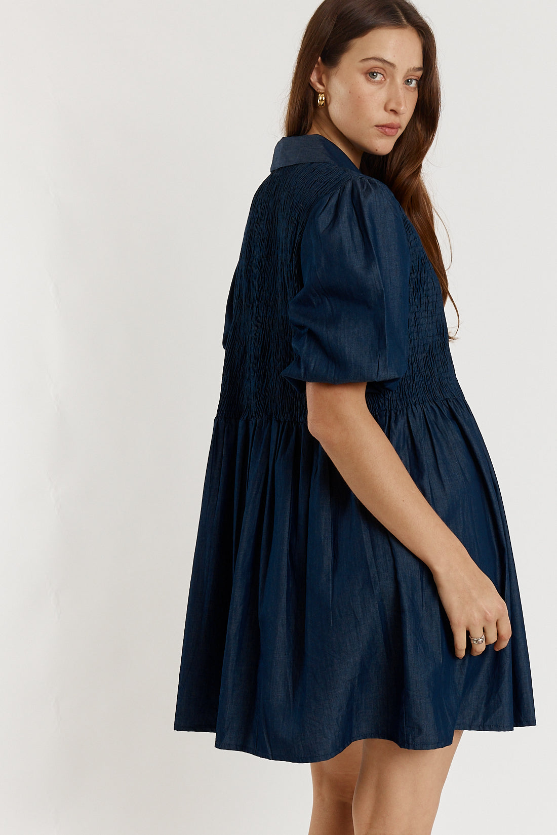 Gimlet Shirred Dress Denim
