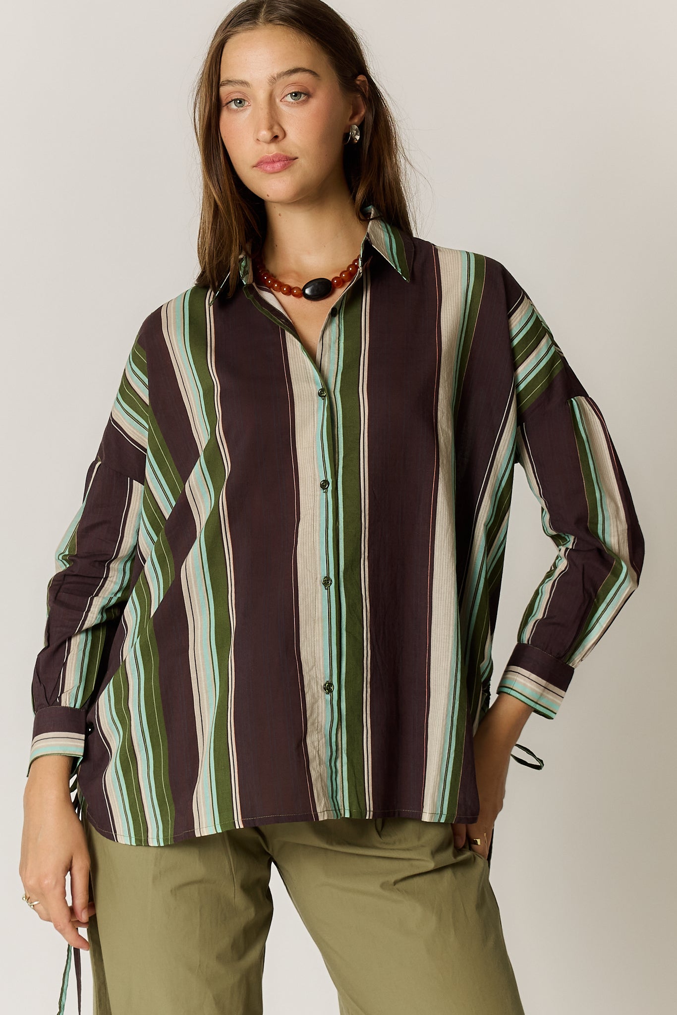 Joni Shirt Burgundy Stripe