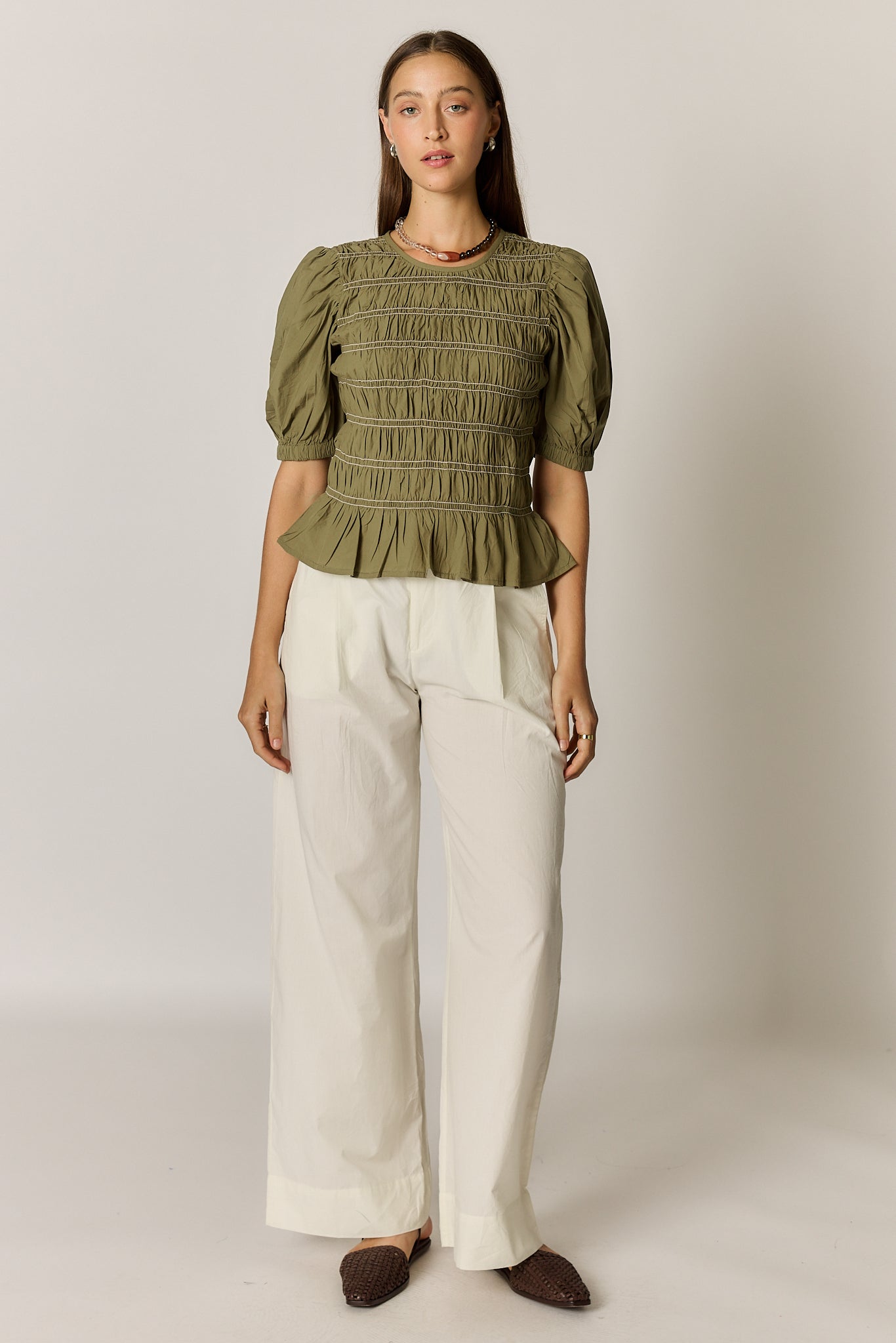 Pyke Shirred Top Olive