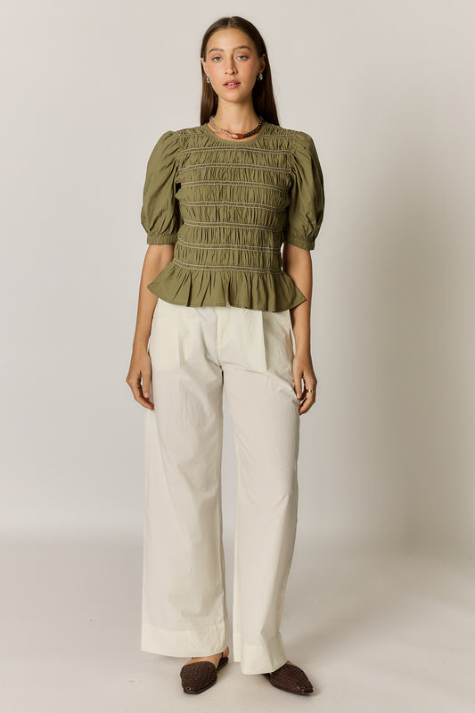 Pyke Shirred Top Olive