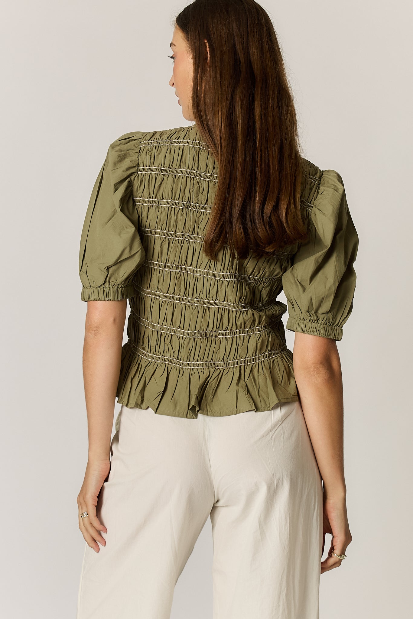Pyke Shirred Top Olive