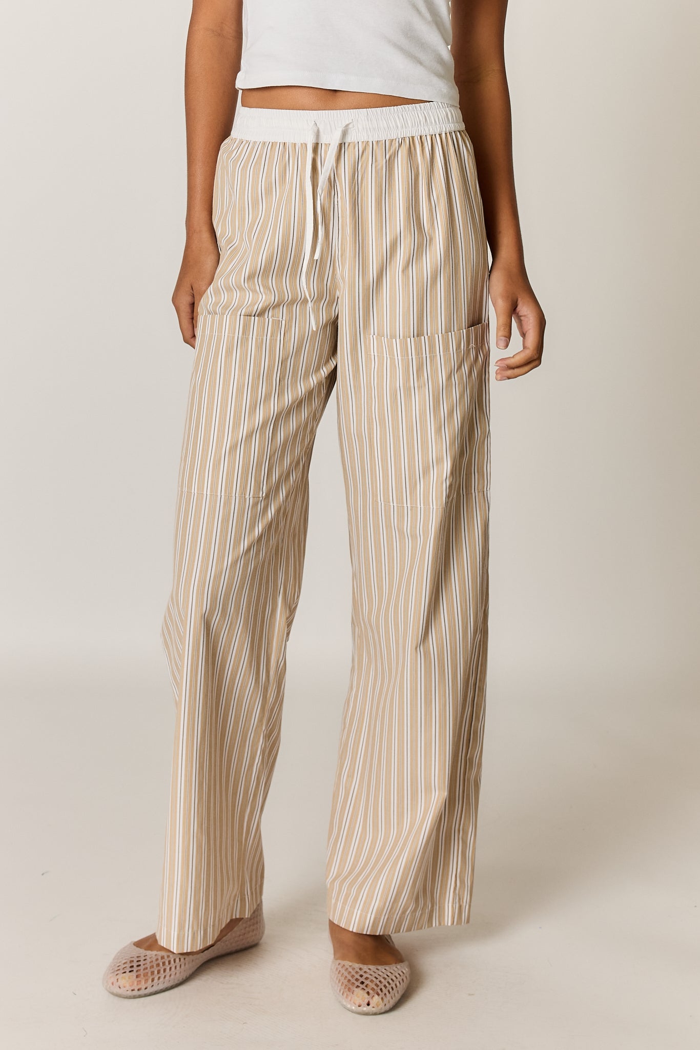 Alma Pocket Pant Tan Stripe