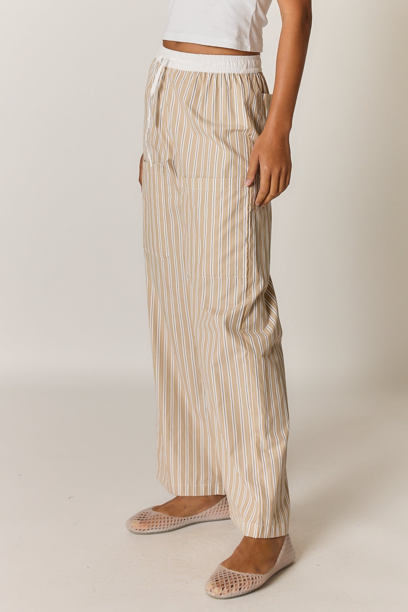 Alma Pocket Pant Tan Stripe