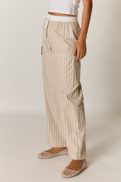 Alma Pocket Pant Tan Stripe