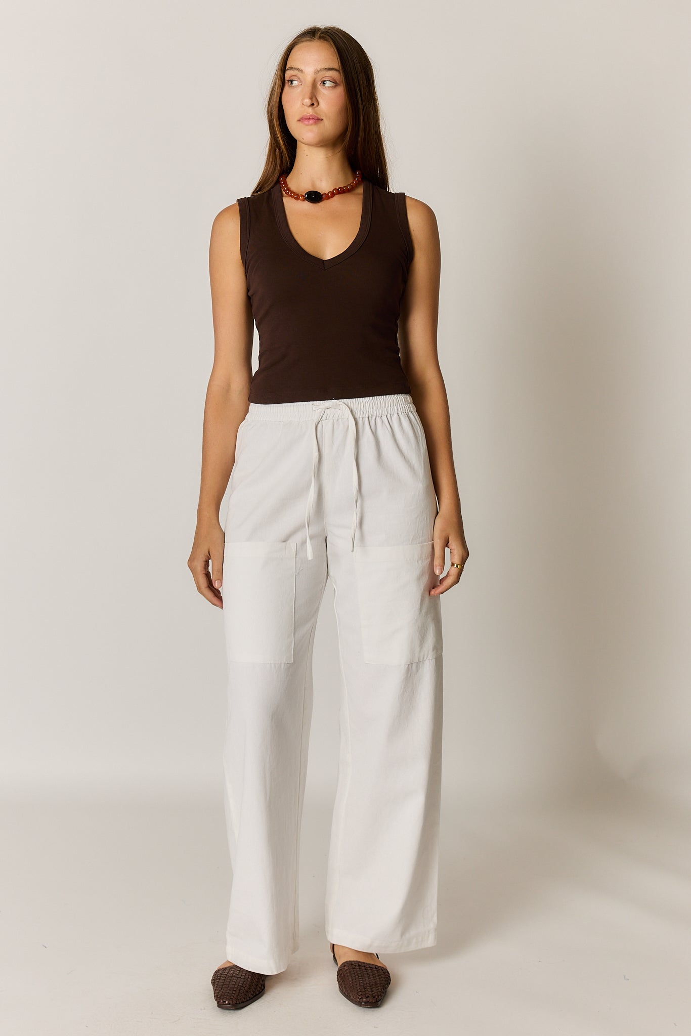 Alma Pocket Pant White Twill