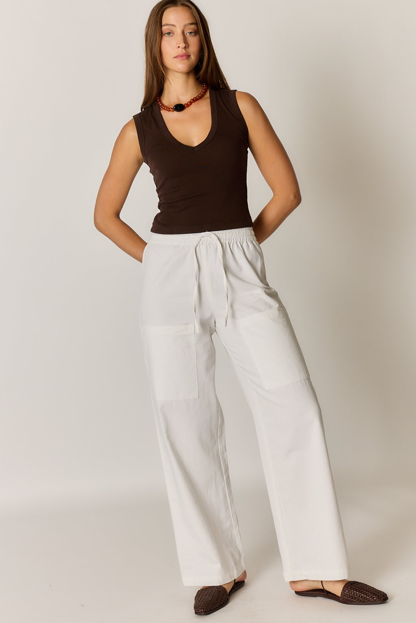 Alma Pocket Pant White Twill