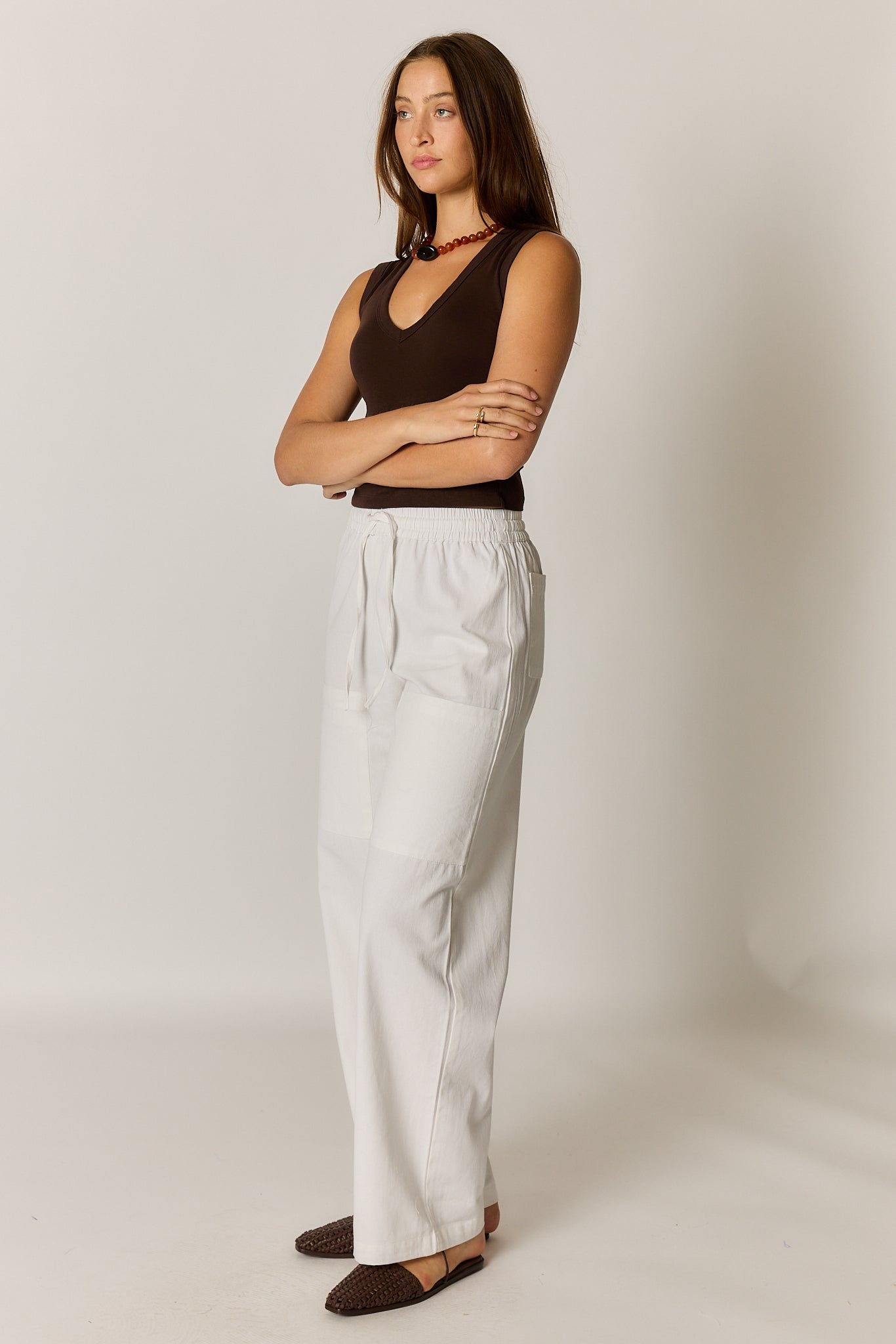 Alma Pocket Pant White Twill