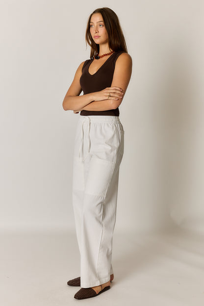Alma Pocket Pant White Twill