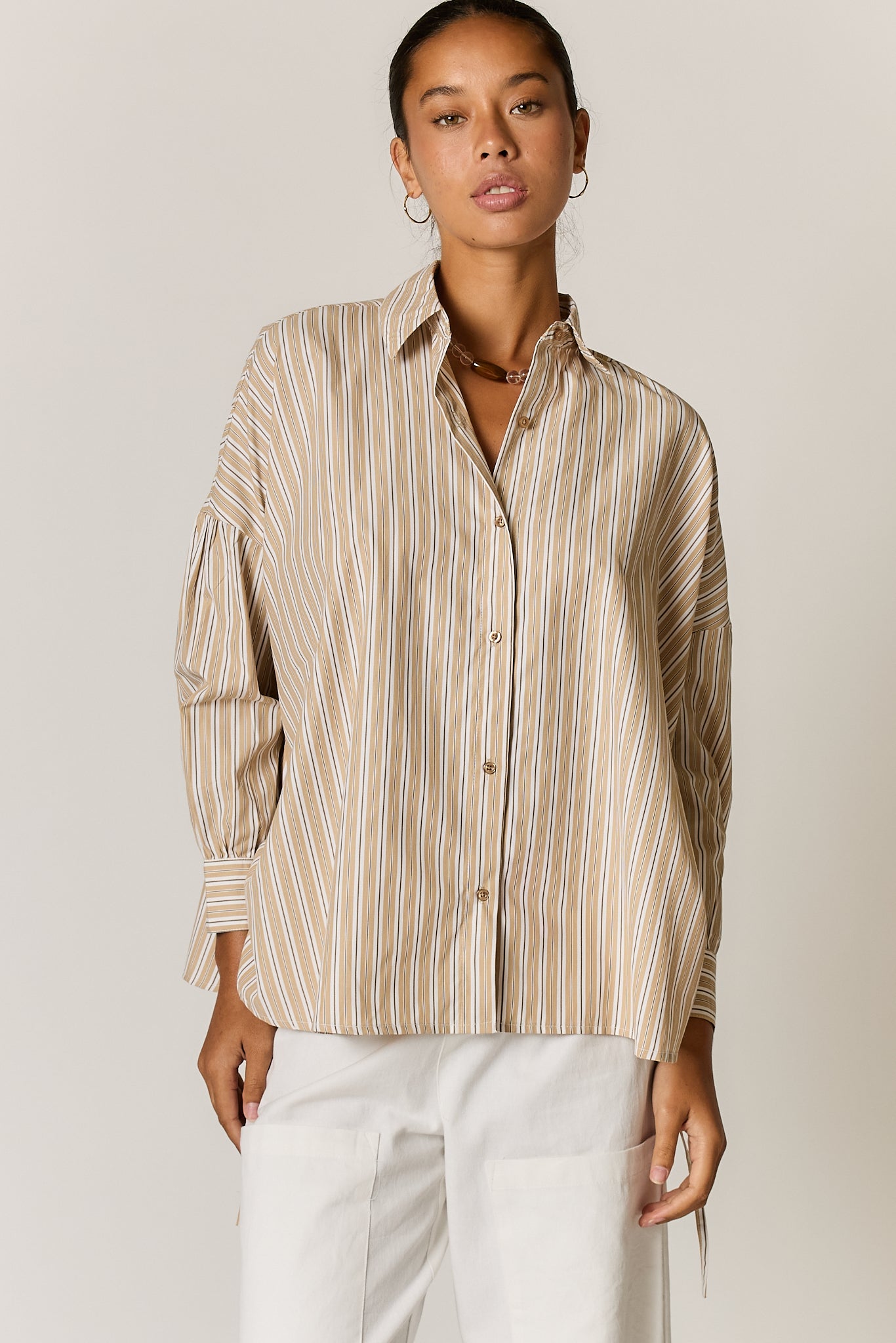 Joni Shirt Tan Stripe