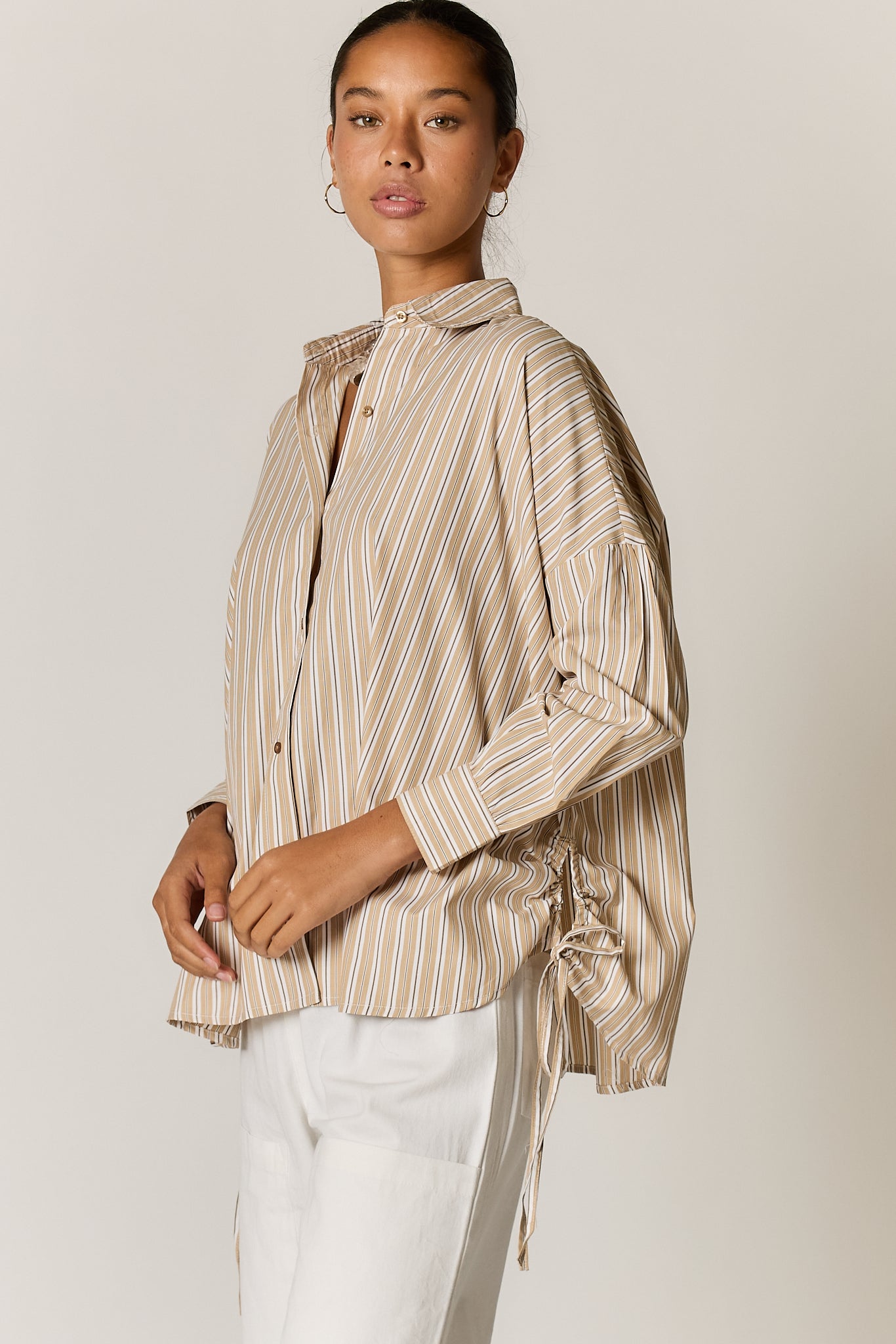 Joni Shirt Tan Stripe