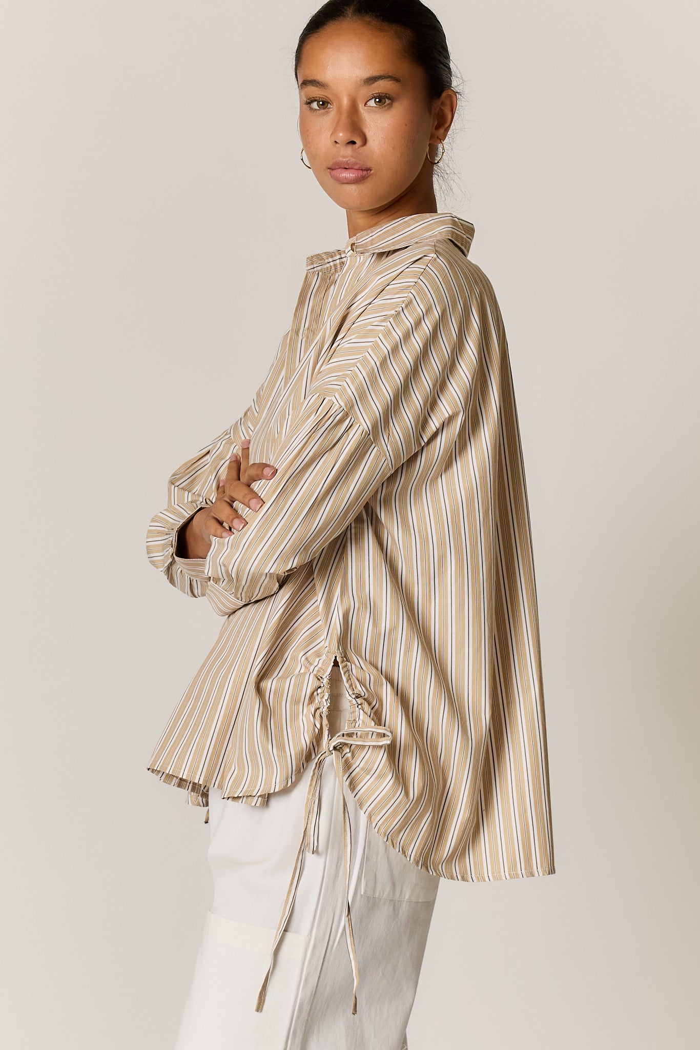Joni Shirt Tan Stripe