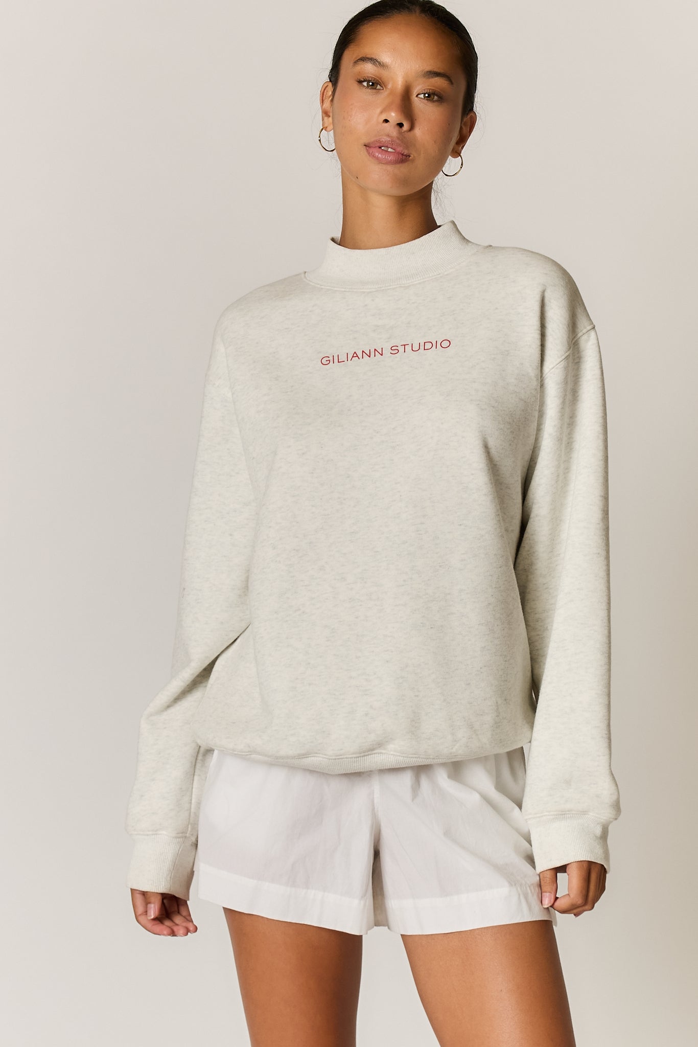 Logo Mockneck Pullover Grey