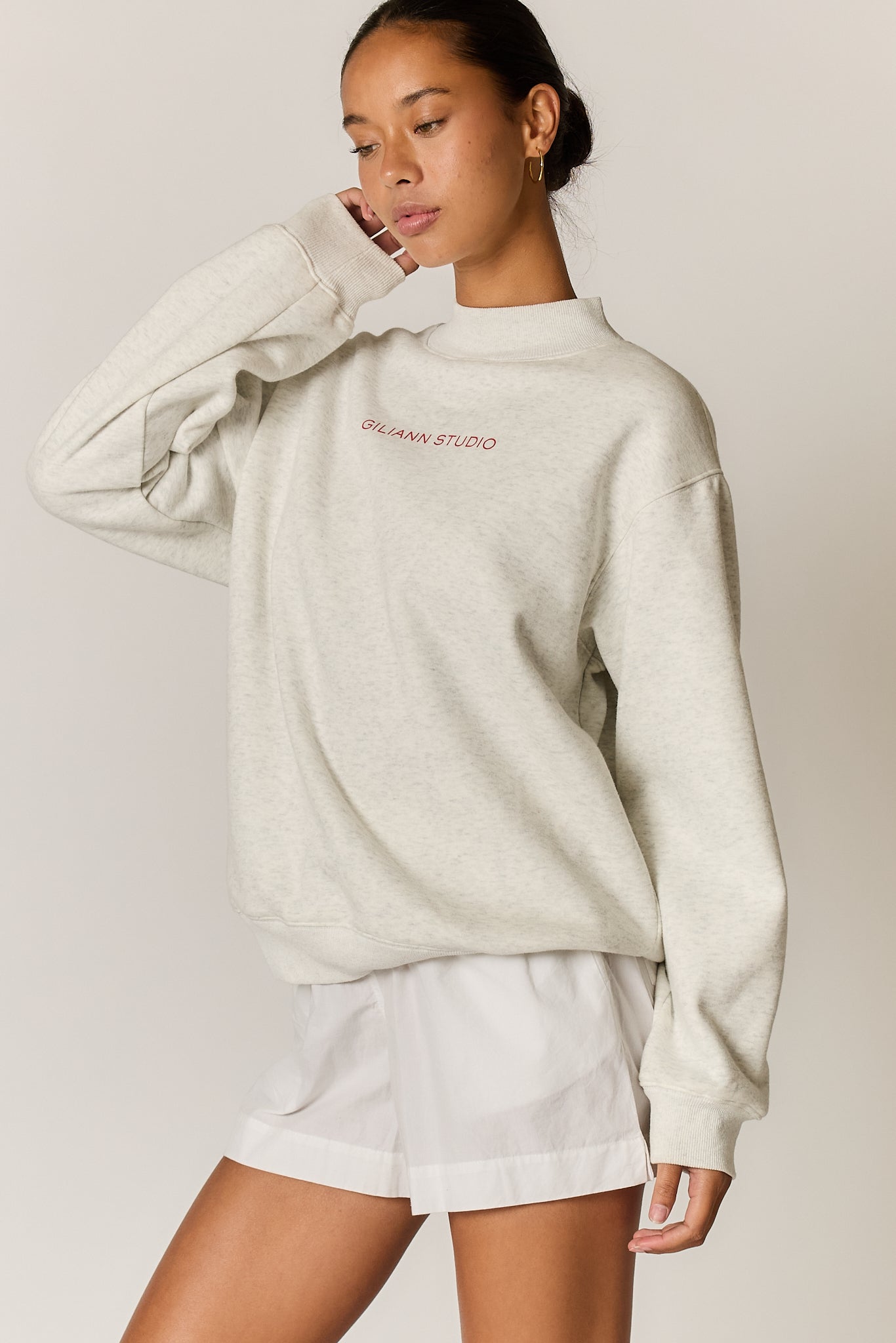 Logo Mockneck Pullover Grey