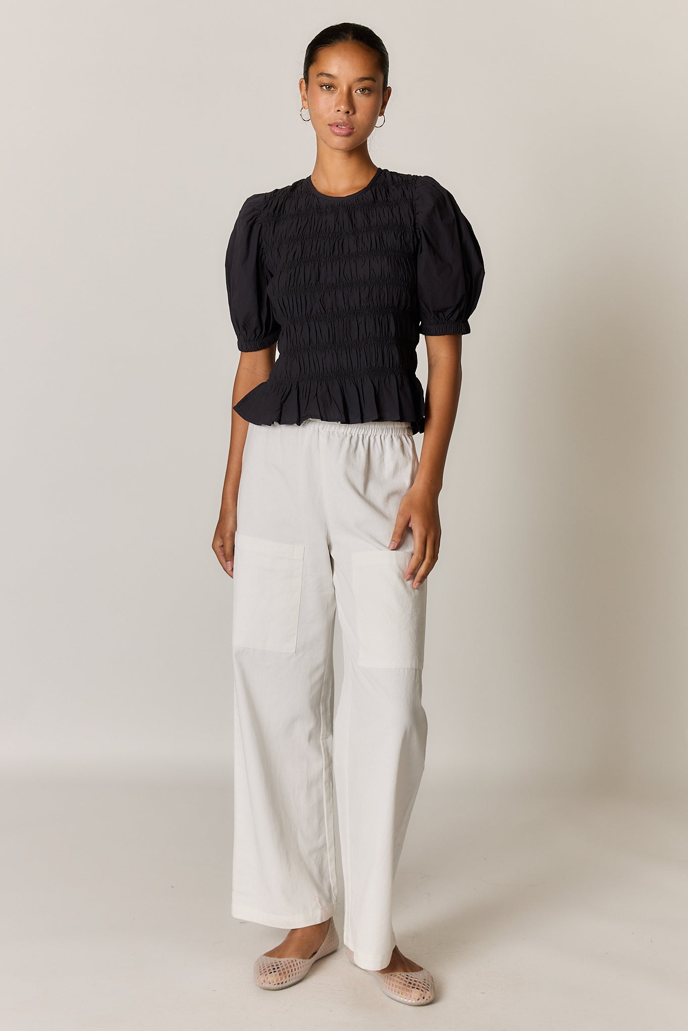 Pyke Shirred Top Black