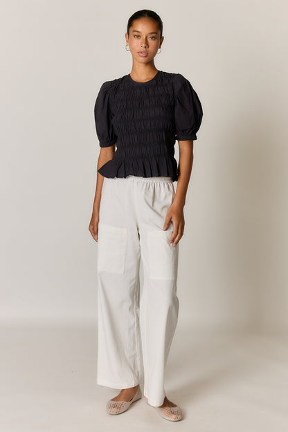 Pyke Shirred Top Black