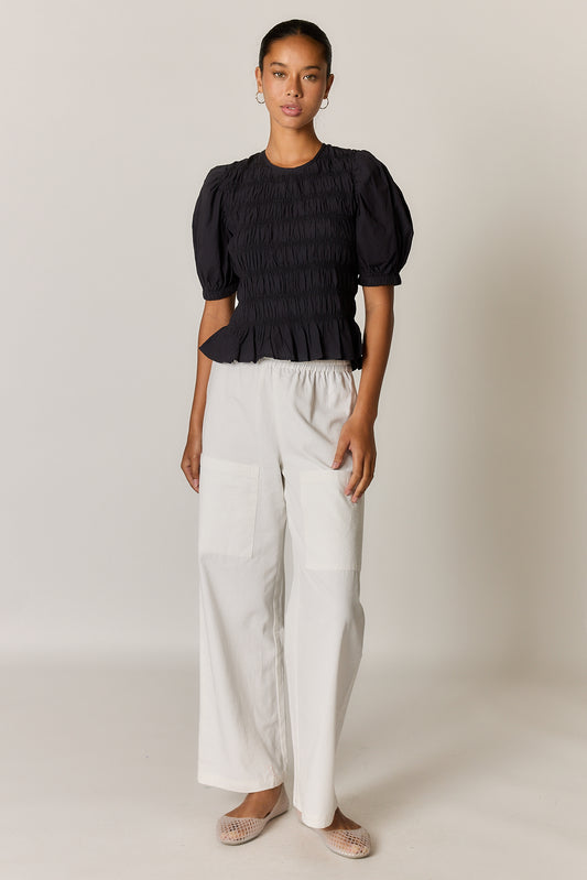 Pyke Shirred Top Black