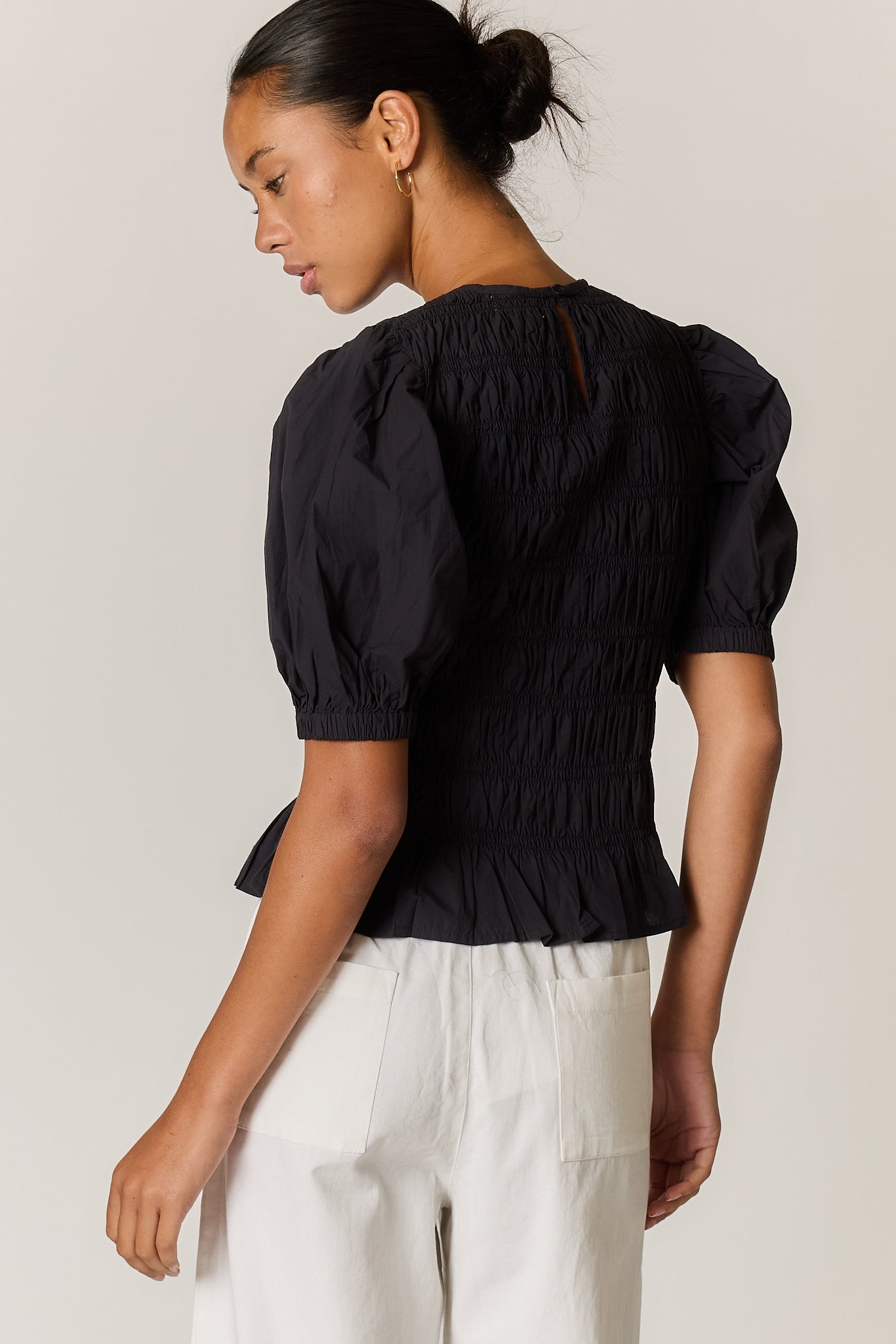 Pyke Shirred Top Black