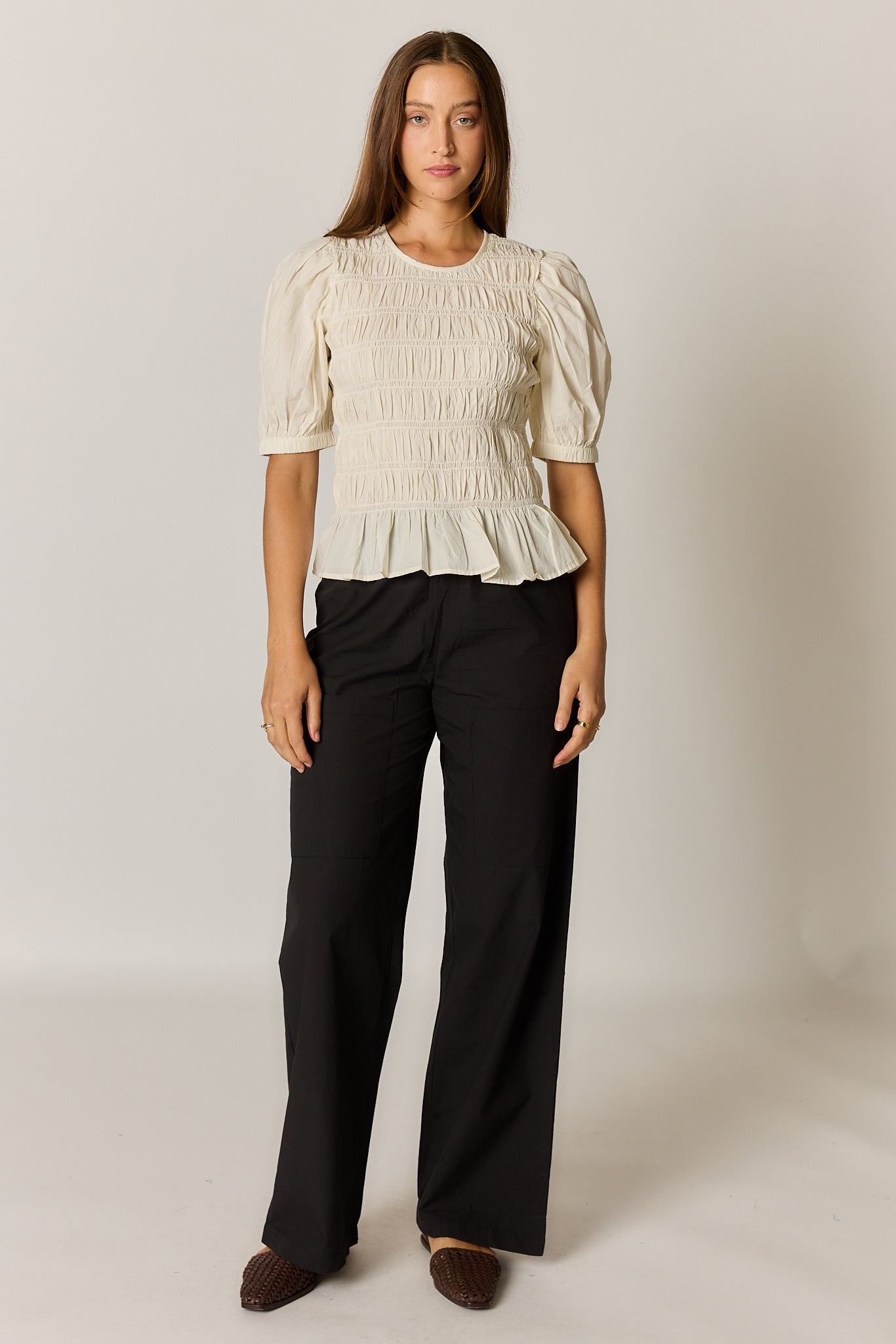 Pyke Shirred Top Coconut