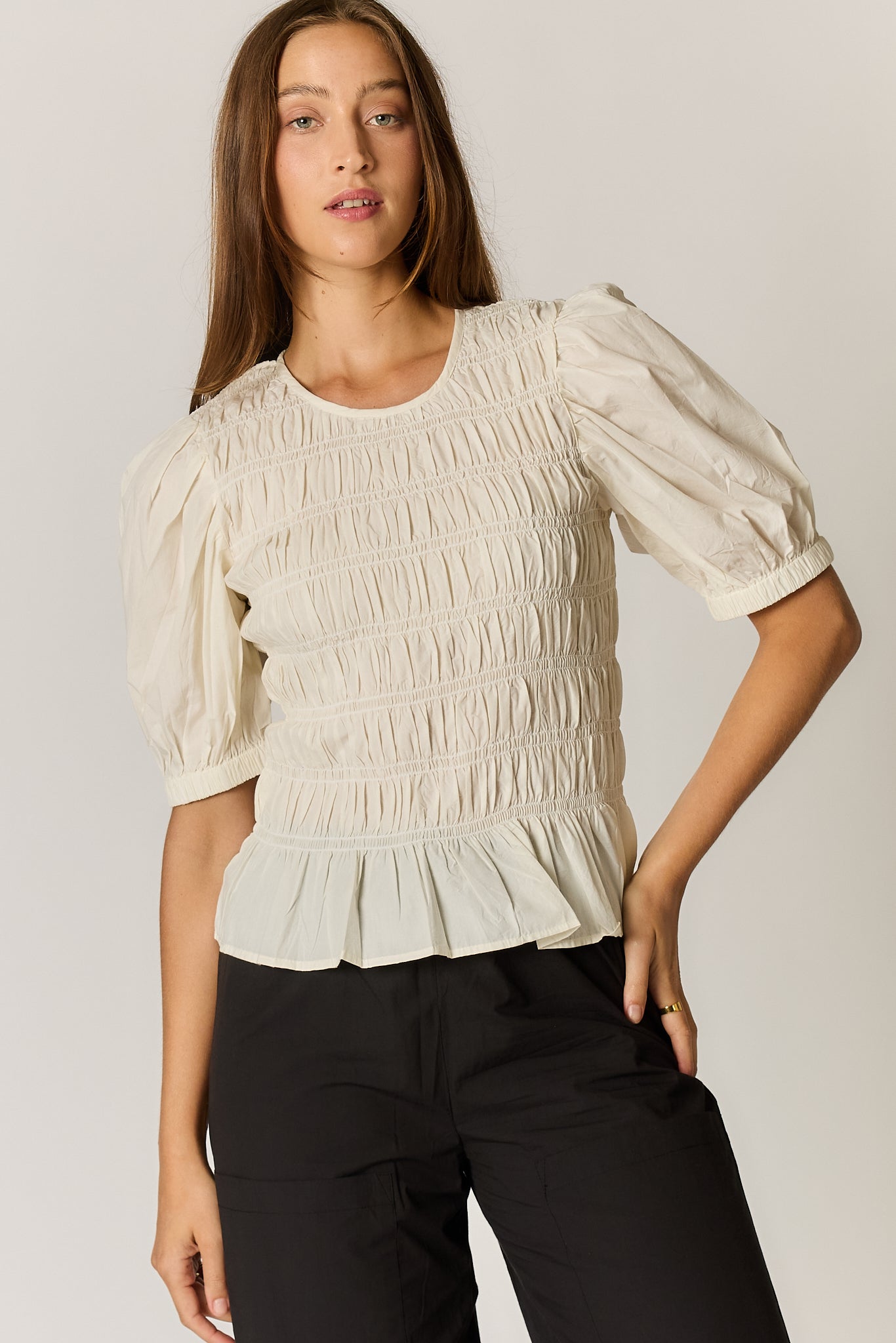 Pyke Shirred Top Coconut