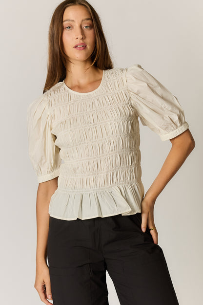 Pyke Shirred Top Coconut
