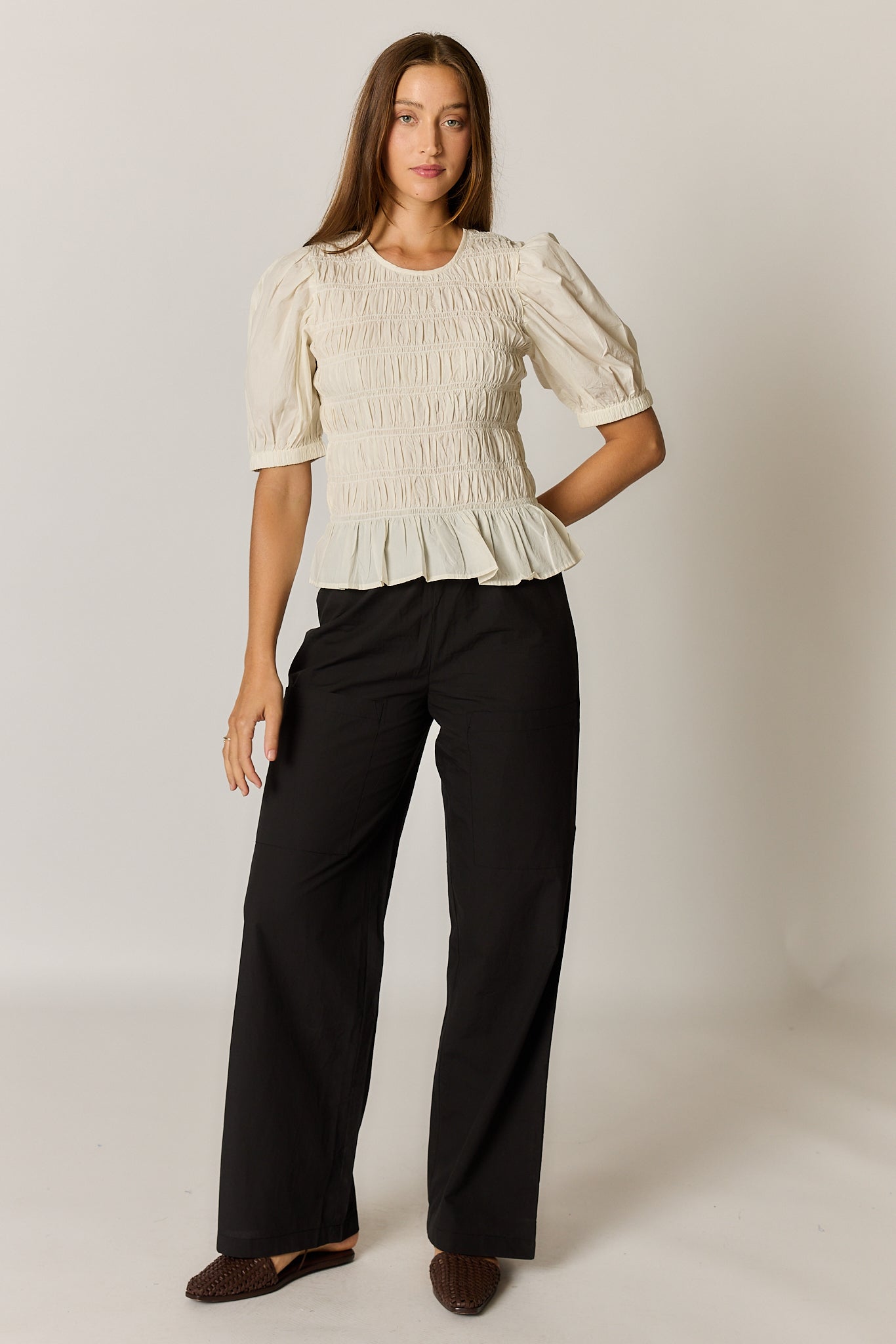Pyke Shirred Top Coconut