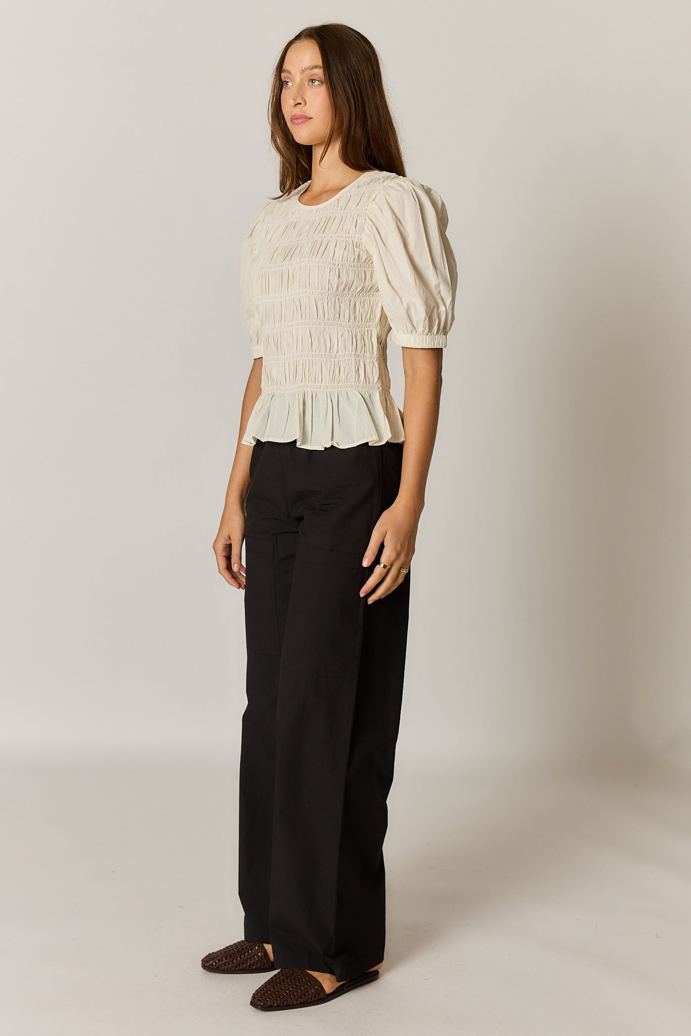Pyke Shirred Top Coconut