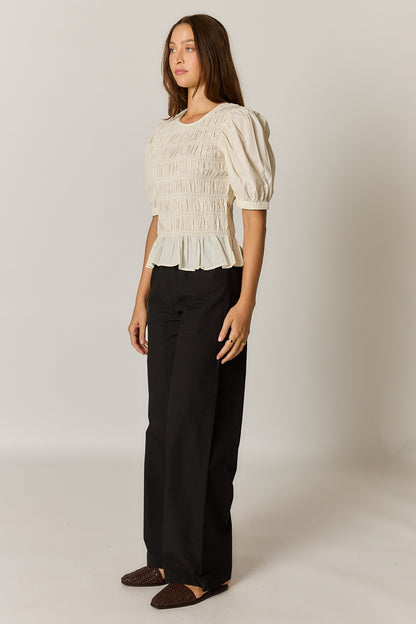Pyke Shirred Top Coconut