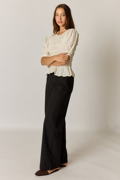 Pyke Shirred Top Coconut