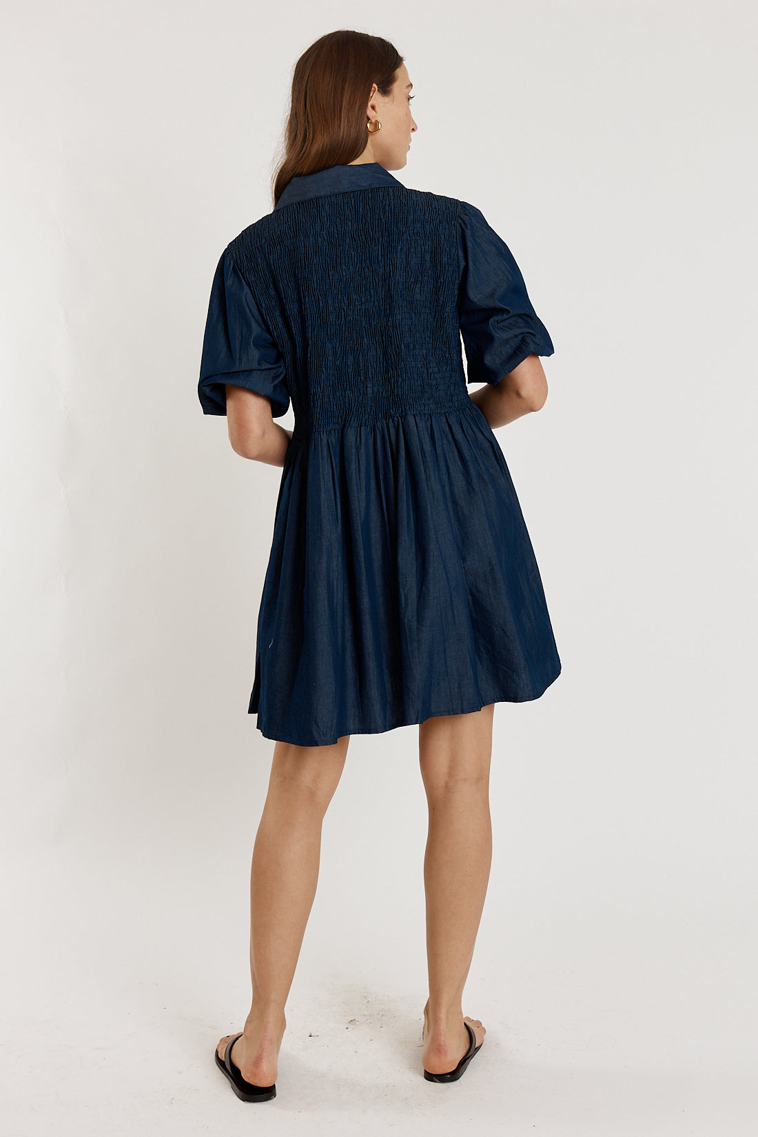 Gimlet Shirred Dress Denim